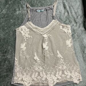Maurices Gray and Cream Lace Camisole